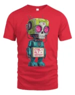 Funny Ctrl Alt Defeat Robot Nerd Humor Graphic T Shirt - red t-shirt on white background