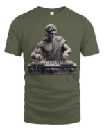 Classical DJ Statue Music Producer Greek Art Graphic T Shirt - military green t-shirt on white background