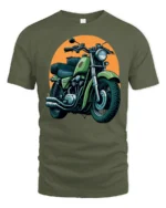 Vintage Classic Motorcycle Rider Retro Biker Style Graphic T Shirt - military green t-shirt on white background