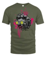 Cool Renaissance Statue Graffiti King Street Art Graphic T Shirt - military green t-shirt on white background