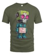 Funny Ctrl Alt Defeat Robot Nerd Humor Graphic T Shirt - military green t-shirt on white background