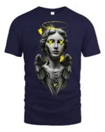 Glitch Angel Statue Street Art Urban Graphic T Shirt Aesthetic Style - navy t-shirt on white background