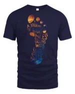 A Journey of 1000 Miles Begins With Single Step Motivational T Shirt - navy t-shirt on white background