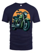 Vintage Classic Motorcycle Rider Retro Biker Style Graphic T Shirt - navy t-shirt on white background