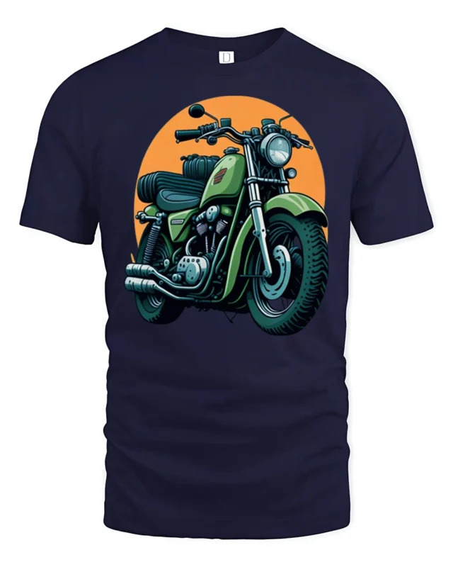 Vintage Classic Motorcycle Rider Retro Biker Style Graphic T Shirt - navy t-shirt on white background