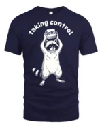Taking Control Funny Raccoon Keyboard Ctrl Tech Humor T Shirt - navy t-shirt on white background