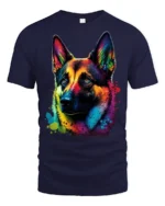 Colorful German Shepherd Pop Art Dog Lover Graphic T Shirt - navy t-shirt on white background