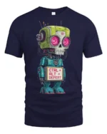 Funny Ctrl Alt Defeat Robot Nerd Humor Graphic T Shirt - navy t-shirt on white background