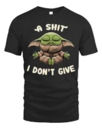 A Shit I Dont Give Funny Meditating Baby Alien Meme T Shirt - black t-shirt on white background