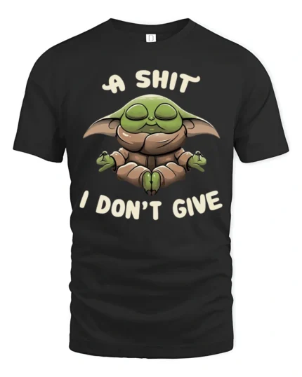 A Shit I Dont Give Funny Meditating Baby Alien Meme T Shirt - black t-shirt on white background