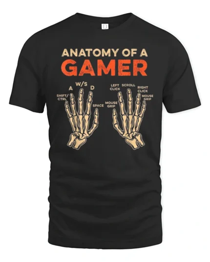 Anatomy Of A Gamer T Shirt Funny Keyboard Mouse Gaming Graphic - black t-shirt on white background