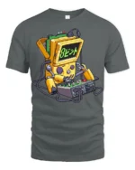 Retro Beep Robot Gamer T Shirt Funny Vintage Arcade Robot Graphic - gray t-shirt on white background