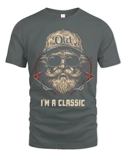 Im Not Old Im A Classic T Shirt Funny Vintage Bearded Man Graphic - gray t-shirt on white background