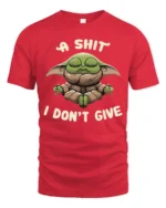 A Shit I Dont Give Funny Meditating Baby Alien Meme T Shirt - red t-shirt on white background