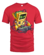 Retro Beep Robot Gamer T Shirt Funny Vintage Arcade Robot Graphic - red t-shirt on white background