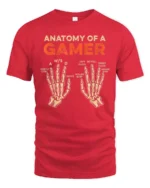 Anatomy Of A Gamer T Shirt Funny Keyboard Mouse Gaming Graphic - red t-shirt on white background