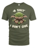 A Shit I Dont Give Funny Meditating Baby Alien Meme T Shirt - military green t-shirt on white background