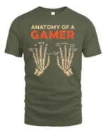 Anatomy Of A Gamer T Shirt Funny Keyboard Mouse Gaming Graphic - military green t-shirt on white background