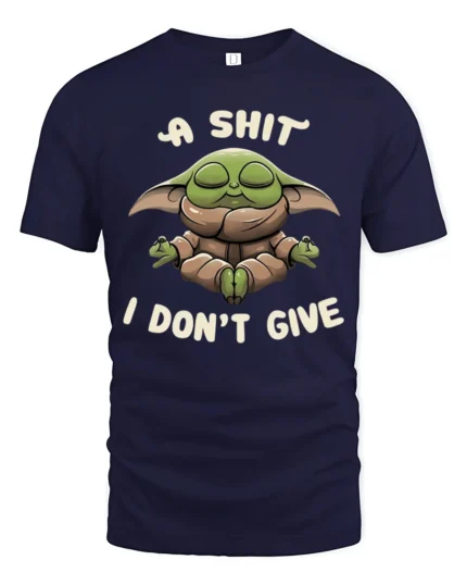 A Shit I Dont Give Funny Meditating Baby Alien Meme T Shirt - navy t-shirt on white background