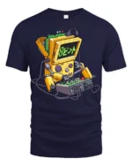 Retro Beep Robot Gamer T Shirt Funny Vintage Arcade Robot Graphic - navy t-shirt on white background