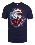 Patriotic Bald Eagle T Shirt American Flag Splash Art Graphic - navy t-shirt on white background