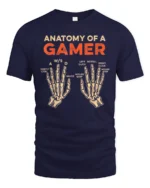 Anatomy Of A Gamer T Shirt Funny Keyboard Mouse Gaming Graphic - navy t-shirt on white background