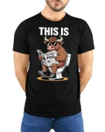 This Is Bull Reading The Daily Poo Funny Toilet Humor T Shirt - model wearing black tee with hands behind back