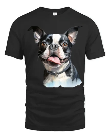Happy Boston Terrier Dog Lover Cute Puppy Graphic T Shirt - black t-shirt on white background