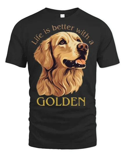 Life Is Better With A Golden Retriever Dog Lover Graphic T Shirt - black t-shirt on white background