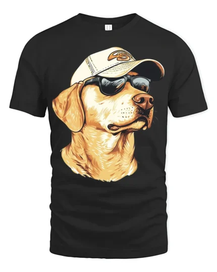 Cool Labrador Retriever Dog Wearing Sunglasses Graphic T Shirt - black t-shirt on white background
