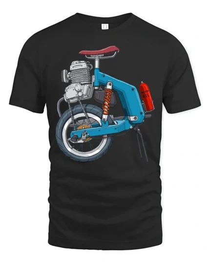 Funny Motorized Mini Bike Engine Graphic T Shirt Retro Ride - black t-shirt on white background