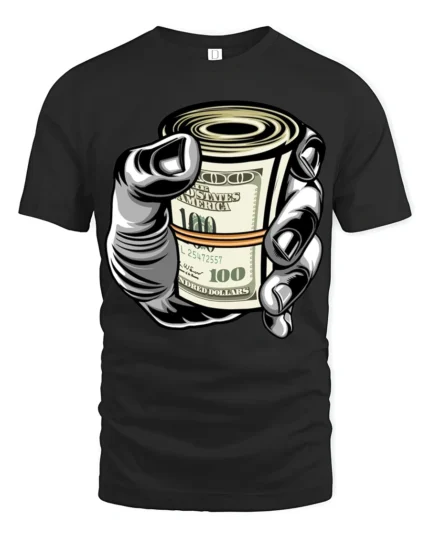 Cash Money Roll Graphic T Shirt Bold Hustle Street Style - black t-shirt on white background