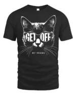Funny Cat Get Off My Phone Graphic T Shirt Cool Cat Humor - black t-shirt on white background