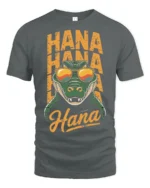 Funny Crocodile Hana Hana Hawaii Vacation Graphic T Shirt - gray t-shirt on white background