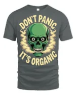 Funny Dont Panic Its Organic Skull Humor Graphic T Shirt - gray t-shirt on white background