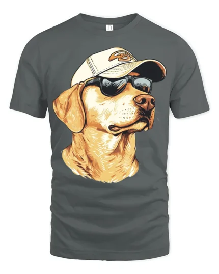 Cool Labrador Retriever Dog Wearing Sunglasses Graphic T Shirt - gray t-shirt on white background
