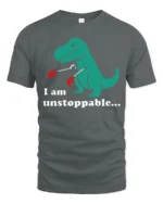 Funny T Rex I Am Unstoppable Tiny Arms Dinosaur Graphic T Shirt - gray t-shirt on white background