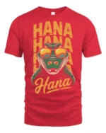 Funny Crocodile Hana Hana Hawaii Vacation Graphic T Shirt - red t-shirt on white background