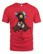 Retro TV Head Robot Glitch Tech Graphic T Shirt Vintage Geek - red t-shirt on white background