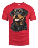 Loyal Rottweiler Dog Lover Graphic T Shirt Bold Canine Art - red t-shirt on white background