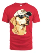 Cool Labrador Retriever Dog Wearing Sunglasses Graphic T Shirt - red t-shirt on white background