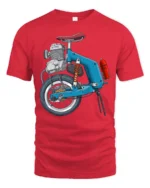 Funny Motorized Mini Bike Engine Graphic T Shirt Retro Ride - red t-shirt on white background