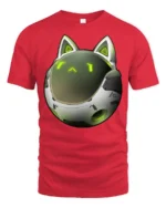 Futuristic Robot Cat Helmet Sci Fi Cyber Kitty Graphic T Shirt - red t-shirt on white background