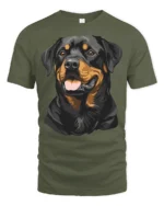 Loyal Rottweiler Dog Lover Graphic T Shirt Bold Canine Art - military green t-shirt on white background