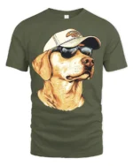 Cool Labrador Retriever Dog Wearing Sunglasses Graphic T Shirt - military green t-shirt on white background
