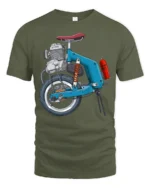 Funny Motorized Mini Bike Engine Graphic T Shirt Retro Ride - military green t-shirt on white background
