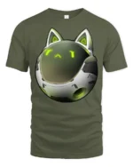 Futuristic Robot Cat Helmet Sci Fi Cyber Kitty Graphic T Shirt - military green t-shirt on white background