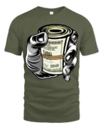Cash Money Roll Graphic T Shirt Bold Hustle Street Style - military green t-shirt on white background