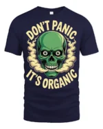 Funny Dont Panic Its Organic Skull Humor Graphic T Shirt - navy t-shirt on white background