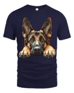 Cute German Shepherd Dog Peek Graphic T Shirt Dog Lover Style - navy t-shirt on white background